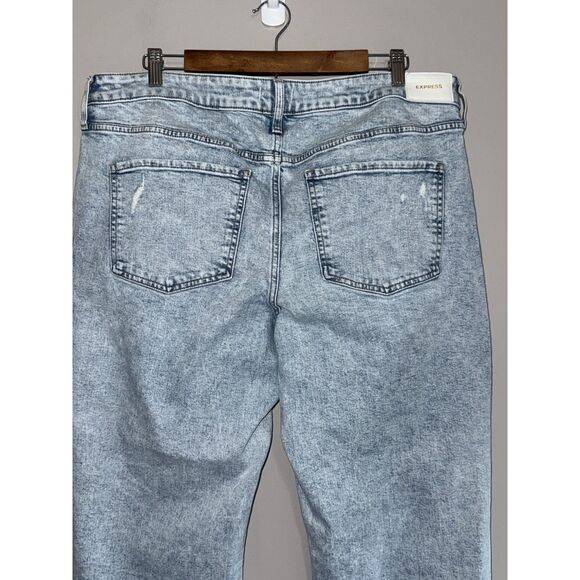 Express Jeans 90s Ankle Boot Mid Rise Light Wash Stretch Raw Hem Distress 14R - Picture 5 of 13